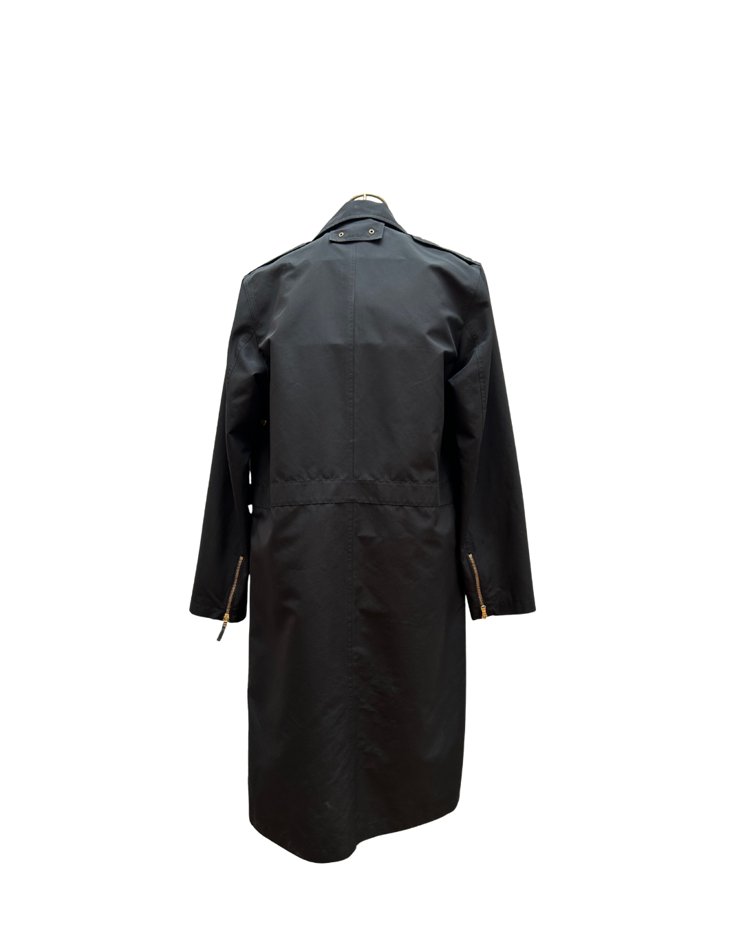 Ralph Lauren Collection – Gabardina negra con detalles dorados