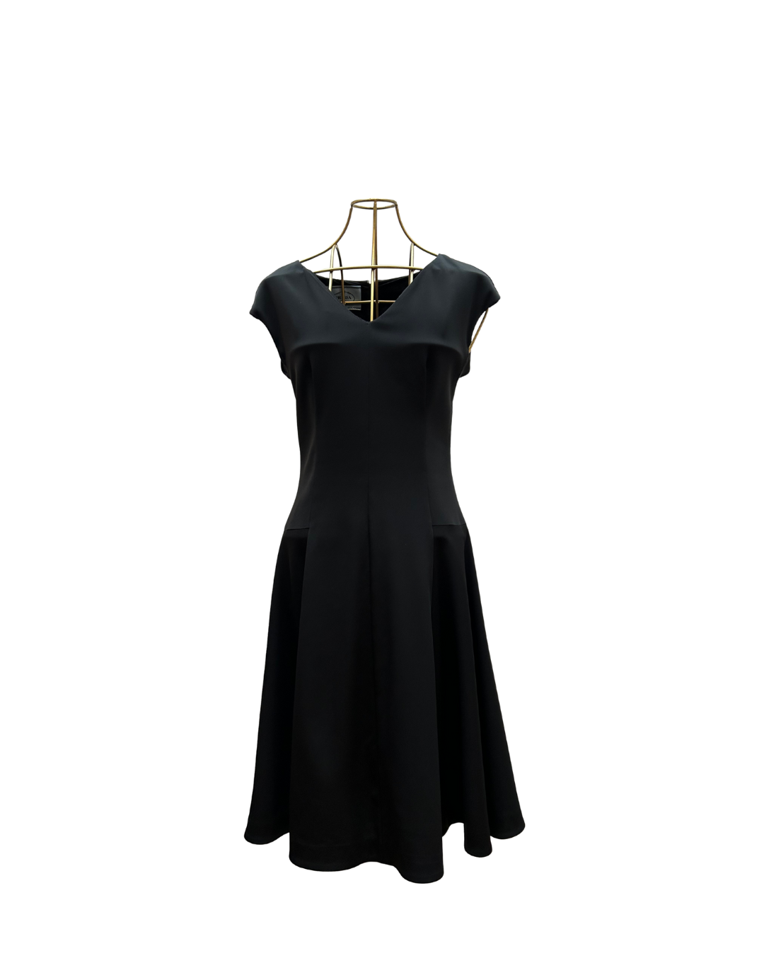 Prada – Vestido negro de silueta estructurada con escote en V