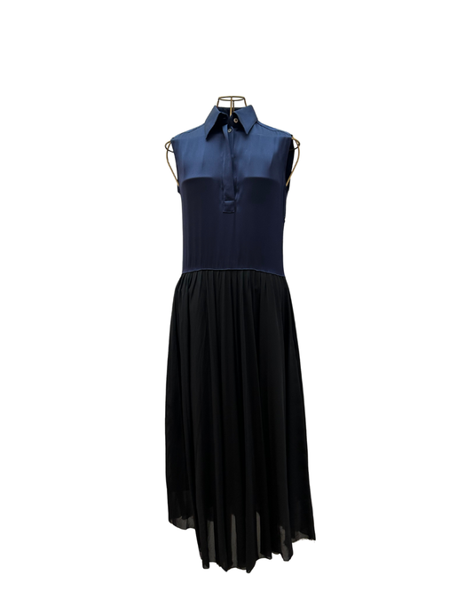 Céline – Vestido bicolor sin mangas de seda y gasa