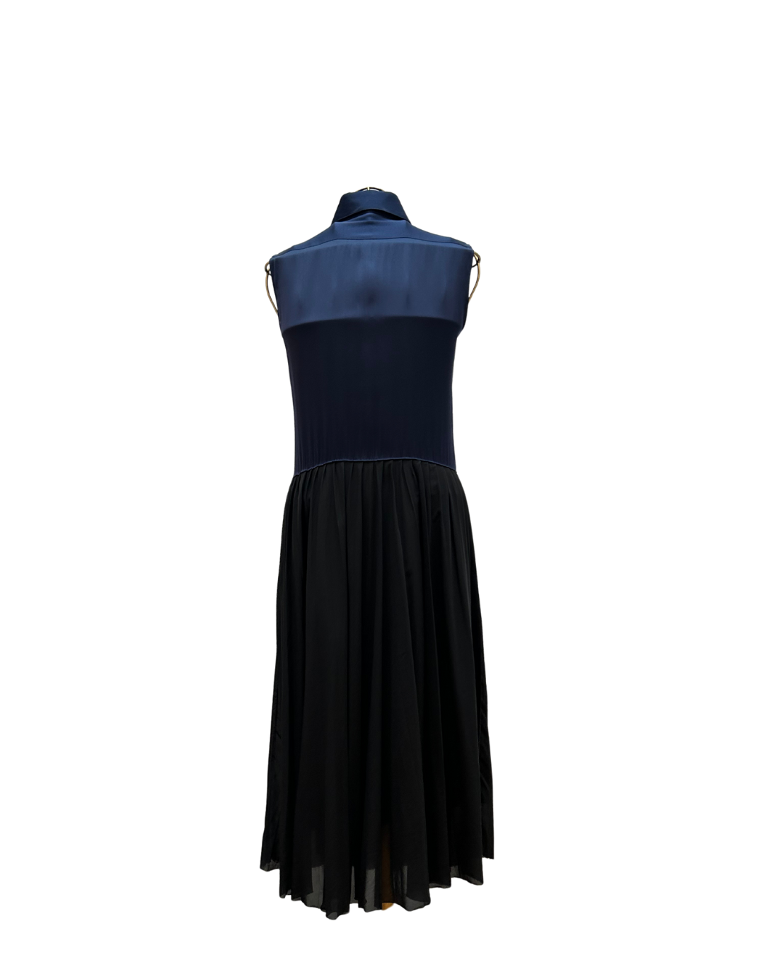 Céline – Vestido bicolor sin mangas de seda y gasa