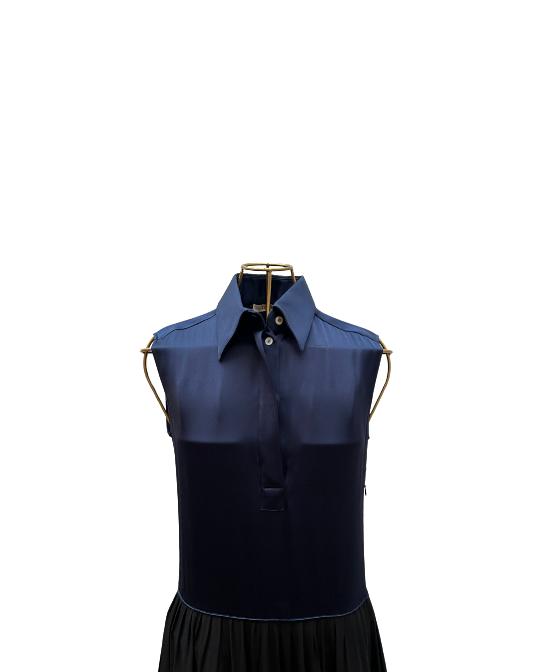 Céline – Vestido bicolor sin mangas de seda y gasa