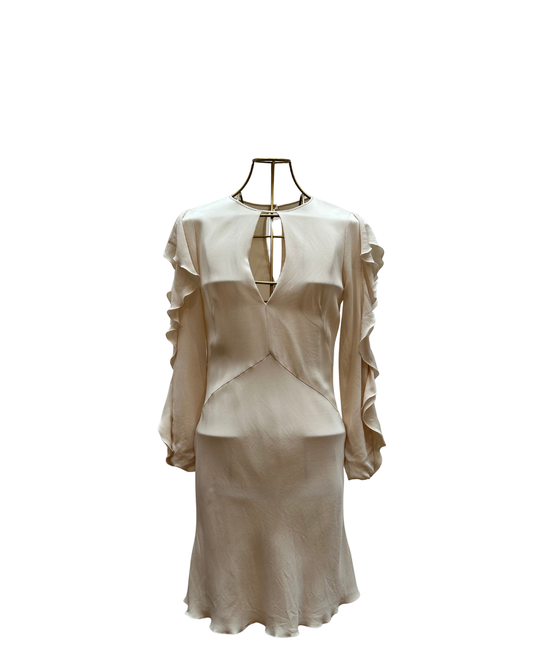 Emilio Pucci – Vestido de seda marfil con mangas drapeadas