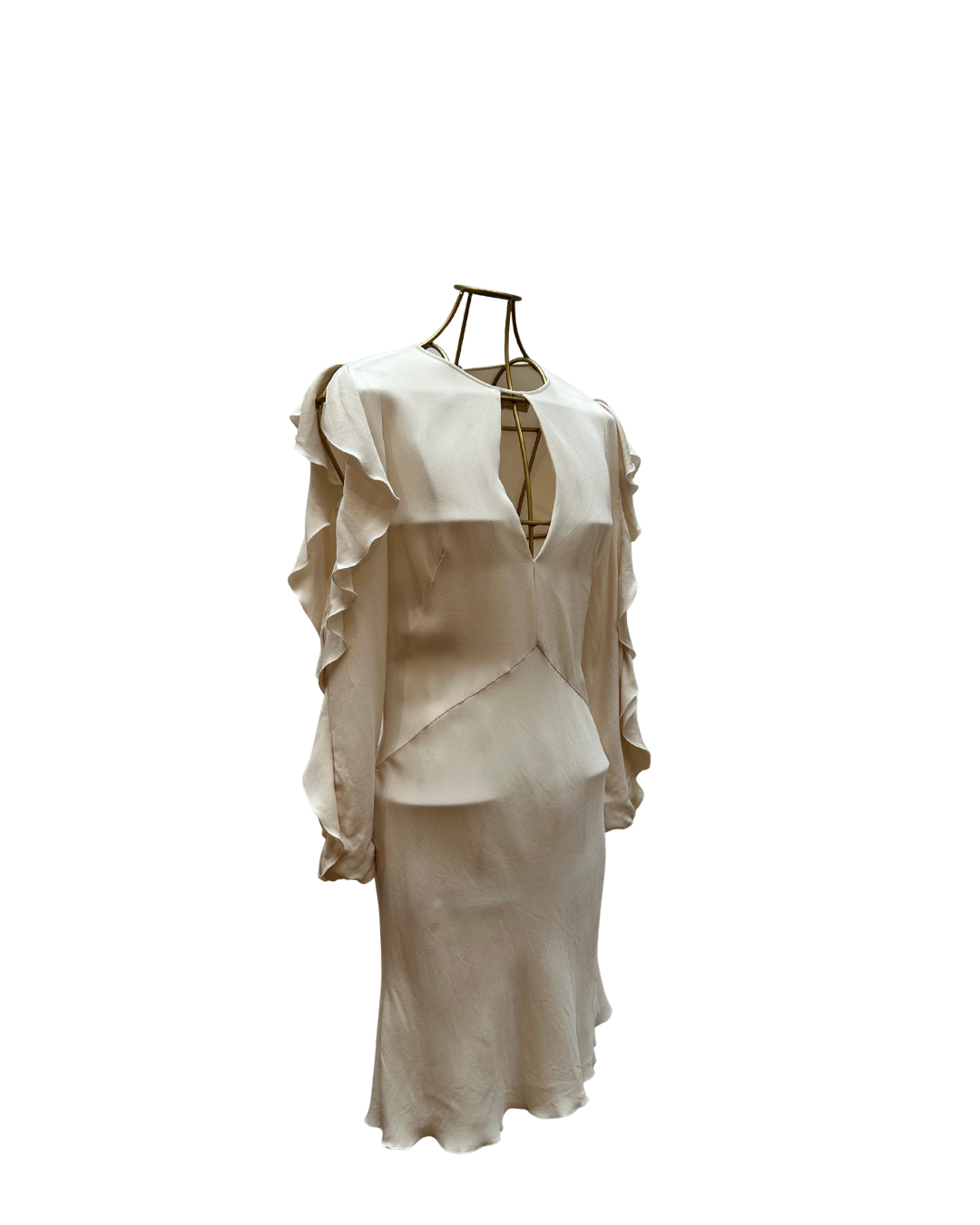 Emilio Pucci – Vestido de seda marfil con mangas drapeadas