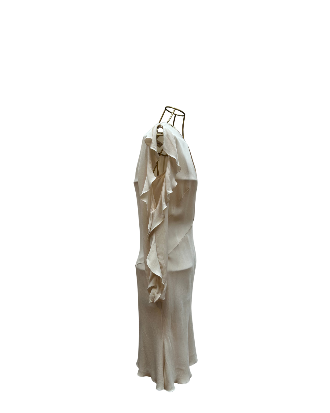 Emilio Pucci – Vestido de seda marfil con mangas drapeadas