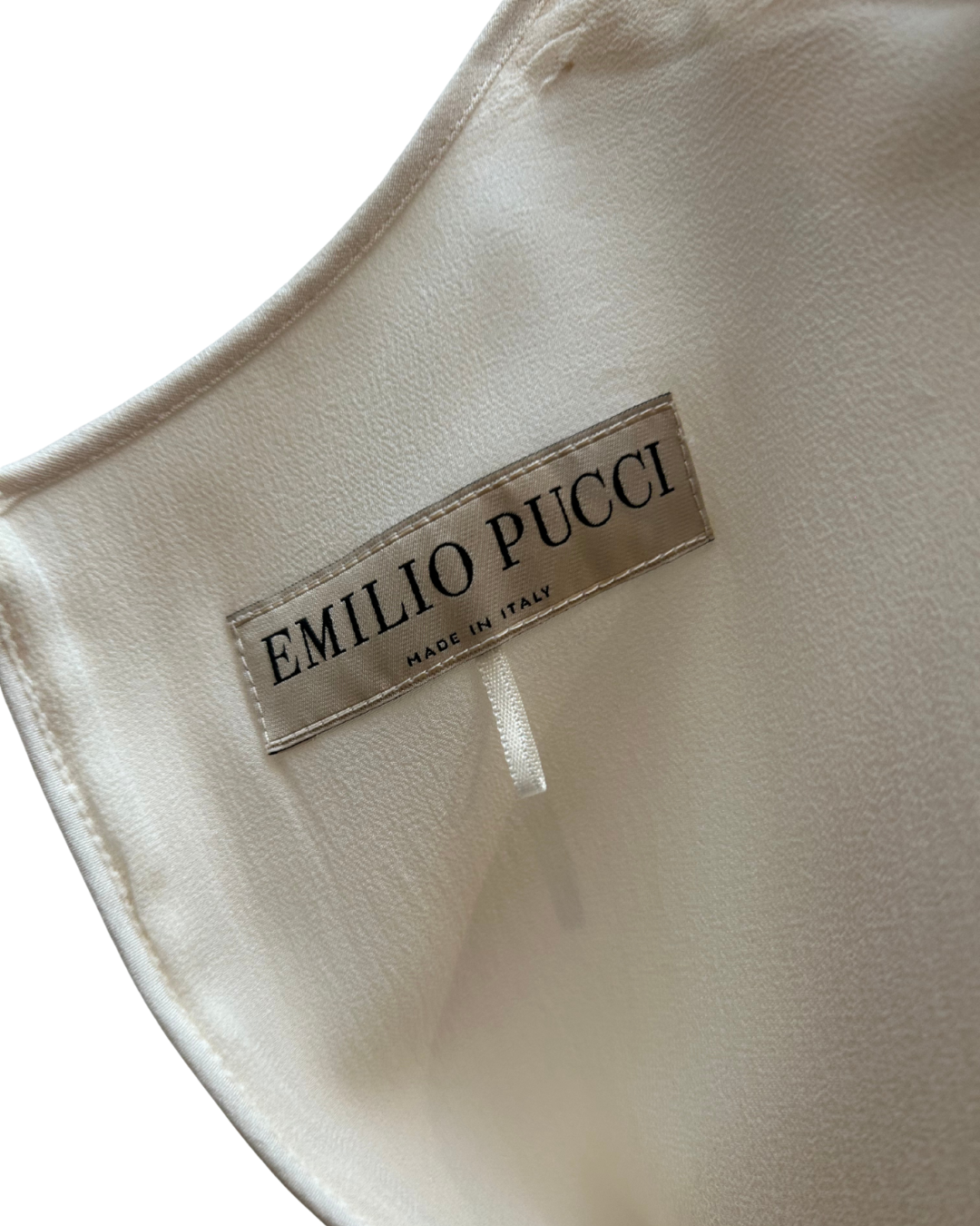 Emilio Pucci – Vestido de seda marfil con mangas drapeadas