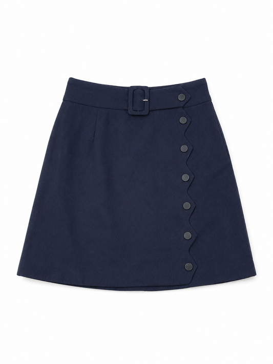 Sandro Paris – Falda navy con botones decorativos