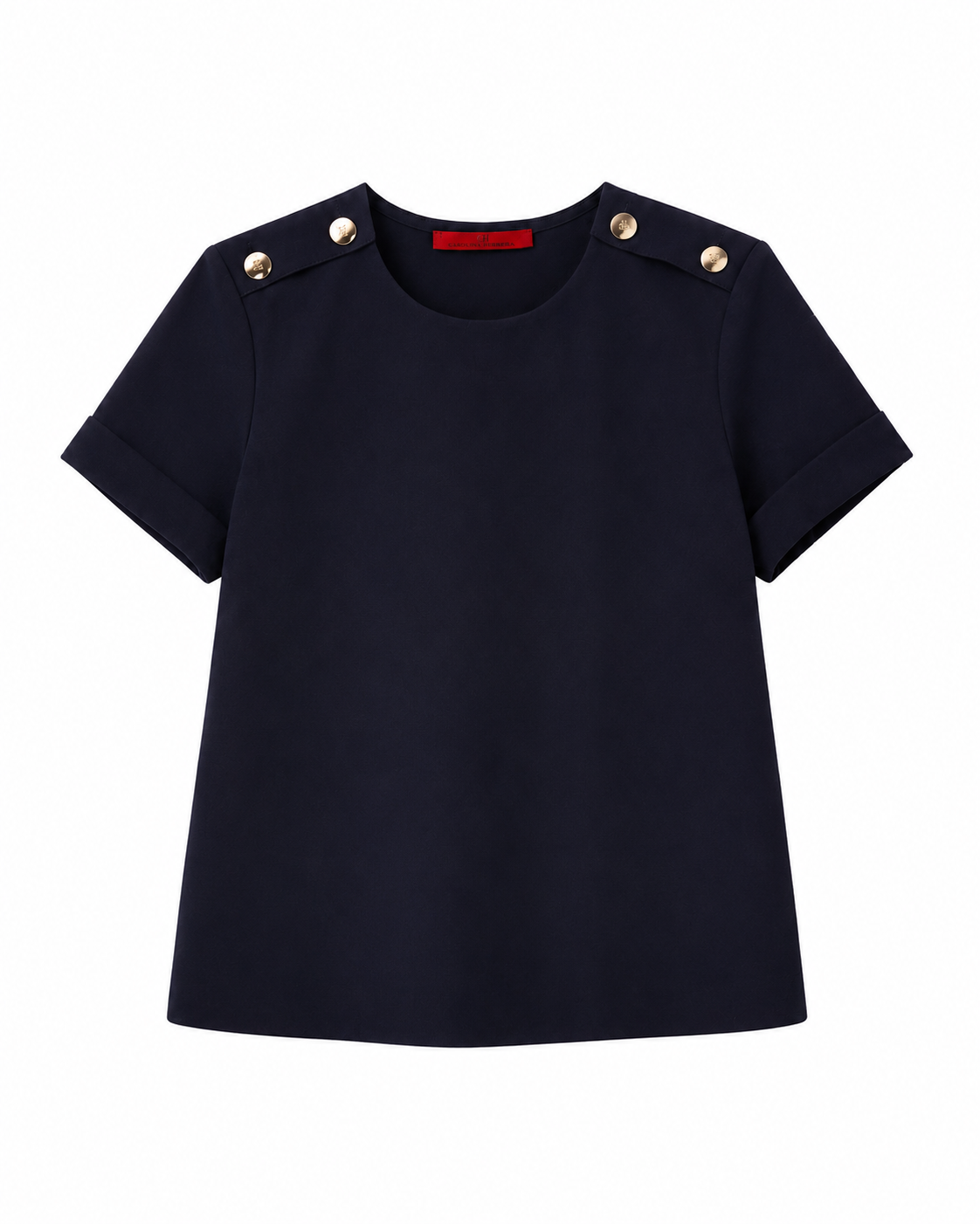 Carolina Herrera – Blusa navy con botones metálicos